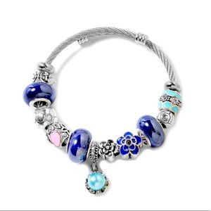 🆕 Blue Chroma and Austrian Crystal Charm Bracelet